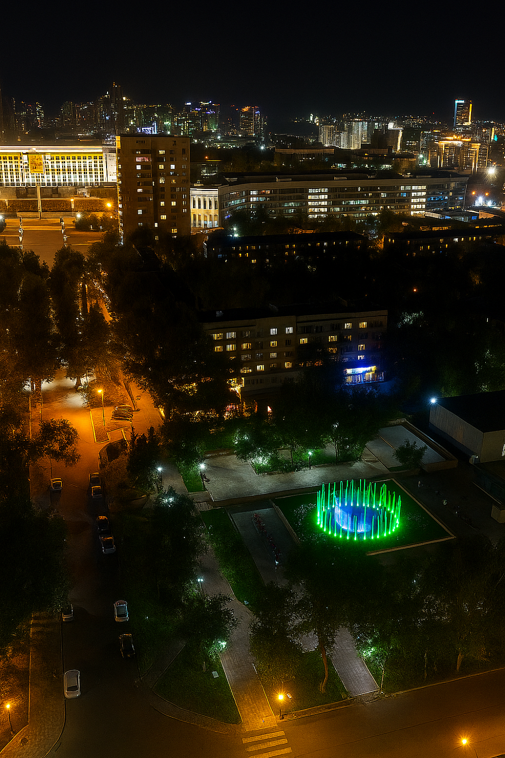 Фонтан у Национальной библиотеки, г. Алматы