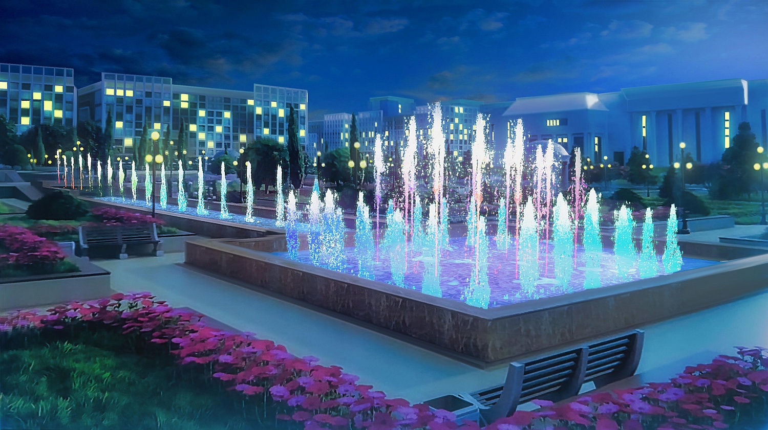 Каскадные фонтаны на аллеи «Мынжылдык», г. Астана